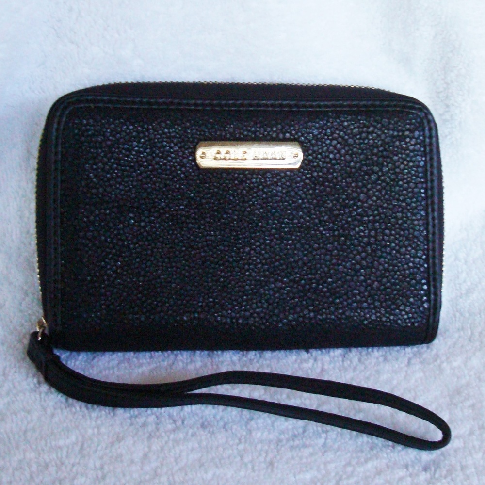 Cole Haan Black Leather Aveline Wallet Wristlet